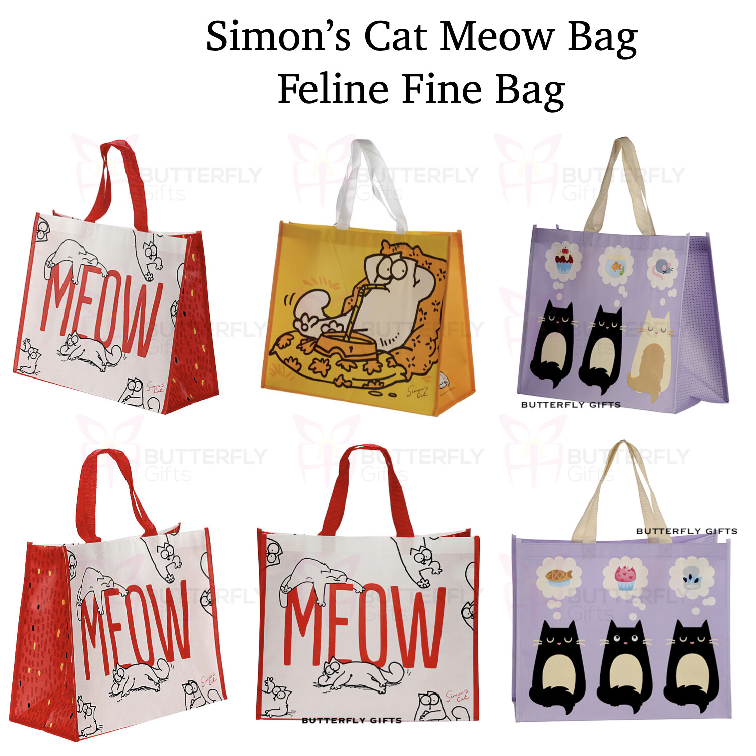 Simon's Cat Shopping Bag Large Tote Bag Reusable Feline Fine Cat Shopper Bag eBay
