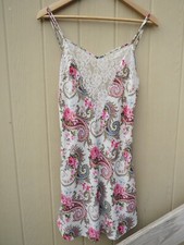 Victorias Secret Womens M Satin Chemise Floral Slip Gold Label Lingerie Babydoll