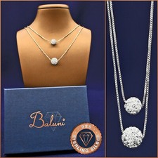 Doppel-Kugel-Halskette Kristall 925 Sterlingsilber + Etui, Geschenk Valentinstag