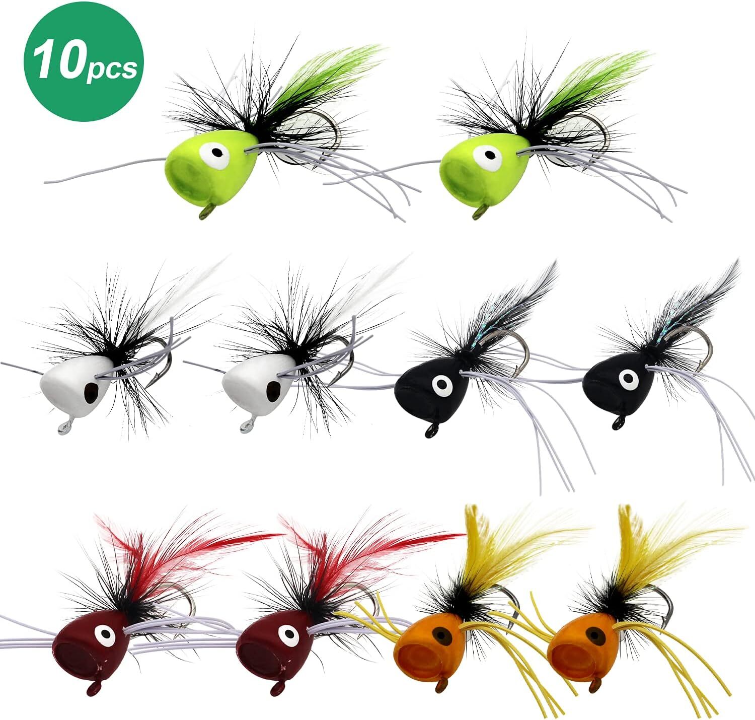 10 Pcs Fly Fishing Poppers Fishing Lures for Fly Fishing Bass Panfish Bluegill - Image 2