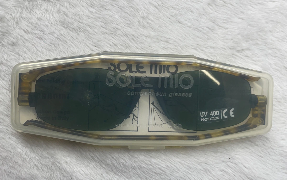 Giorgio Nannini Design Sole Mio2 Compact Folding Sunglasses Italy green tortoise