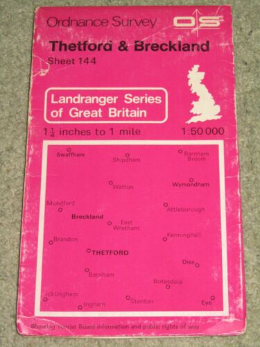 OS Ordnance Survey Landranger Map Sheet 144 Thetford & Breckland - 1981 - Picture 1 of 2