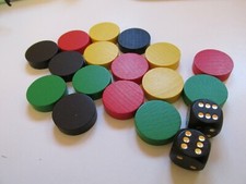 Zählerscheiben Jamaikanische Karibik & Afrikaner Ludo Ludi 16 & 2 Würfel 25mm & Regeln