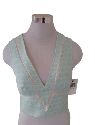 ABS Collection Vest Top Shirt Women's Size 2 Sleeveless Polka Dot V-Neck Zipper