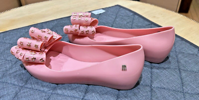 MINI MELISSA SIZE 4 GIRLS PINK/GOLD BOWS