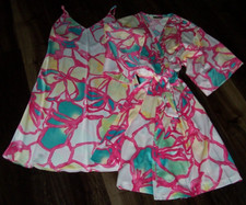 NWT Natori 280 WHITE/PINK TAISHO Floral Silky Satin Chemise/GOWN  ROBE SET M
