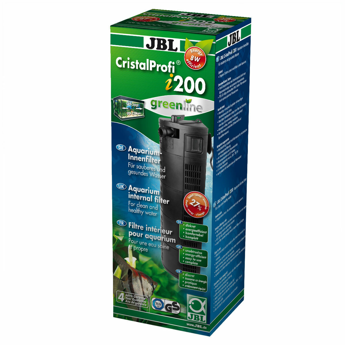 JBL Cristalprofi i200 Greenline, Filtro Interior para 130-200L Acuarios Cristal