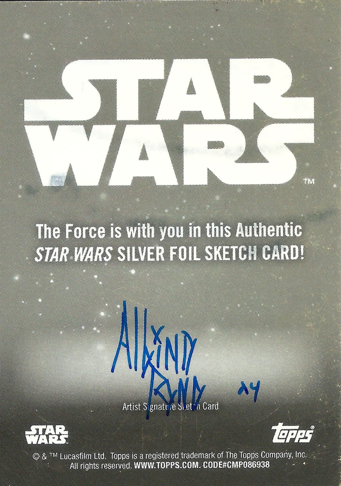 Tarjeta de boceto 2024 Topps Star Wars cromada - L3-37 (lámina plateada) 1/1 Foto 2 de 2