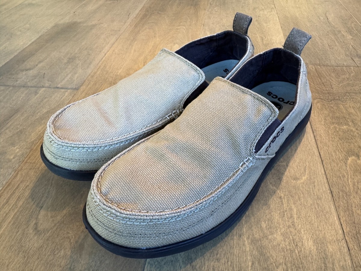 Crocs Walu Slip On Casual Comfort Canvas Loafers Shoes Tan  display picture 1