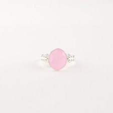 Rose Chalcedony Gemstone 925 Solid Silver Jewelry Statement Ring Gift For Women