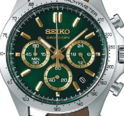 Seiko Men's Watch SBTR017 Green Round Dial Leather Band