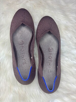 Rothy's Truffle Python Casual Shoes Women's US 5.5 Purple Wool Round Toe Flats