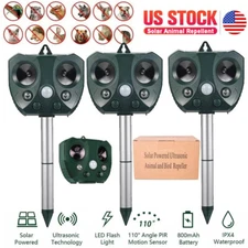 Solar Ultrasonic Power Pest Animal Repeller Outdoor Repellent Garden Cat Dog Fox