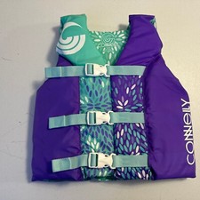 Connelly Youth Ski Vest Life Jacket Boys Girls 50-90 lbs USCG Purple Teal 24-29"