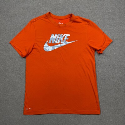 olive and orange nike shirt