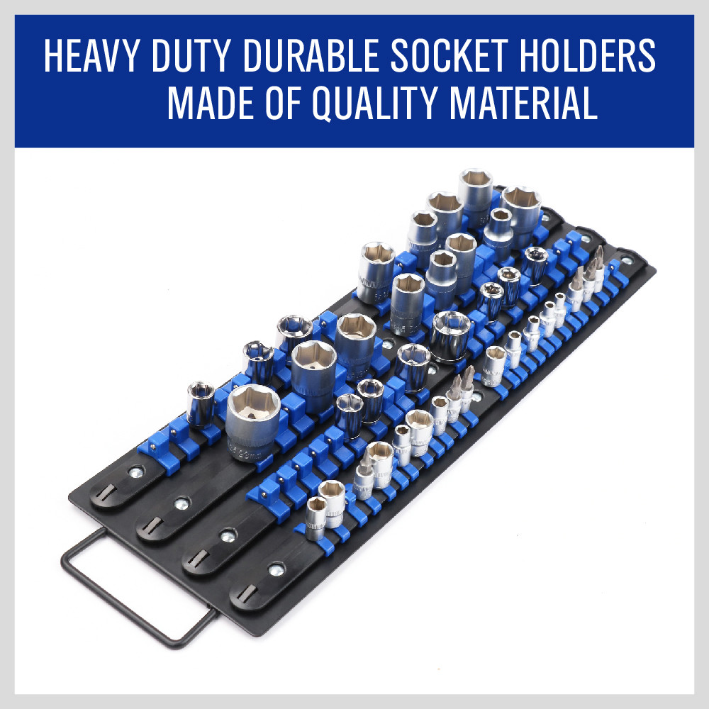 Wrench Socket Rack 1/2 In Size Socket Wrenches 80 Socket Storage Rail Rack Holder - ABS ...