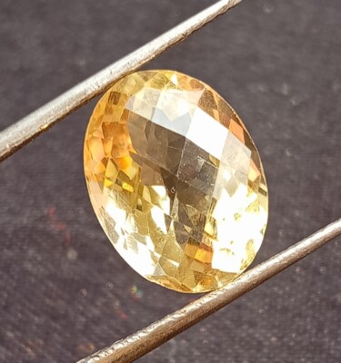 Citrine Lemon-Yellow Oval Checker Cut 5.90 Ct Certified Natural Gemstone MK081