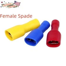 50PCS Electrical Wire Crimp Connector Fully Female Insulated Spade Terminals 1/4