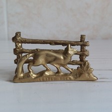 Vintage Brass Fox & Fence Letter Rack Holder Desk Accessory Tidy Small