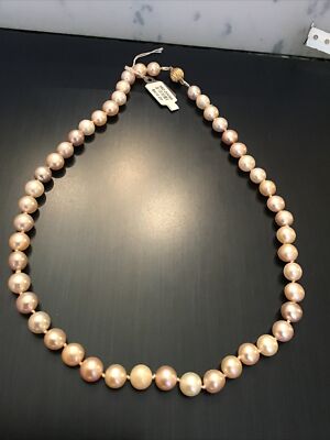 Mehrfarbige einzelne Strang 16'' (48) Perlenkette mit 14k Gelbgold Verschluss Neu mit Etikett