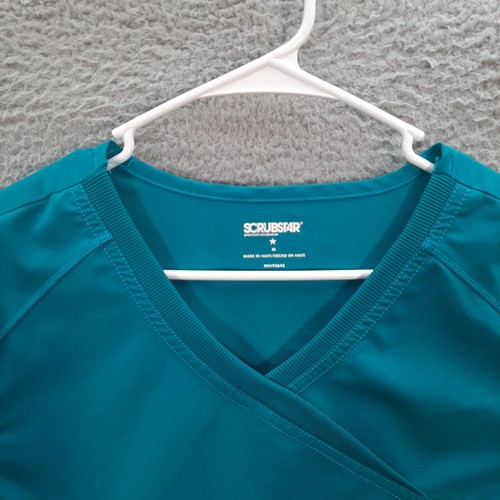 Scrubstar Scrub Top Womens Medium Blue Shirt Nurse Medical Dental Veterinarian - Picture 11 of 11