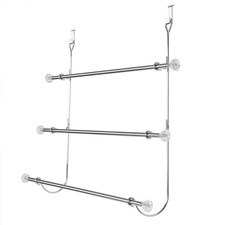 HOME BASICS TH41069 OVER THE DOOR 3-TIER TOWEL RACK, RACK, 21.4"SILVER