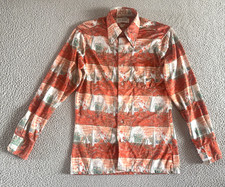 Vintage 70s Van Heusen Disco Shirt Mens Large 100 Nylon All Over Print