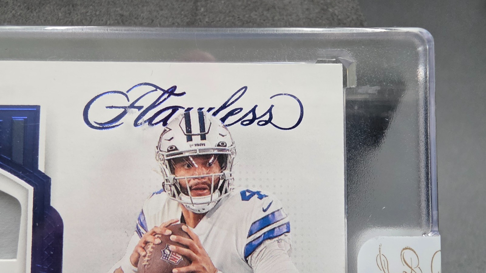 2022 DAK PRESCOTT FLAWLESS DUAL TRI-COLOR JERSEY PATCH AUTO SAPPHIRE 3/5 DPA-DP view 6