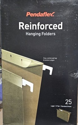 Pendaflex Reinforced Hanging Folders, Legal Size, Standard Green, 1/5 Cut, 25...