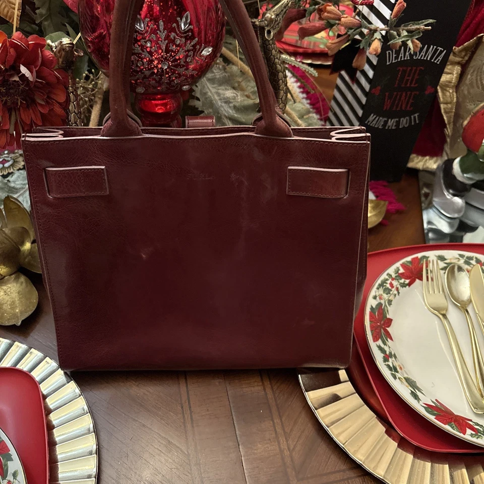 FURLA Brown Leather Handbag Vintage Purse Shoulder Bag with Dust Bag - Image 3 of 4