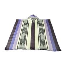 Alpaca Unisex Hooded Poncho Dark Purple, Purple, Lavender, White Made In Ecuador