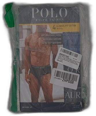 POLO RALPH LAUREN Men's Classic Fit Cotton Briefs 3-Pack, Aerial Blue/Rugby