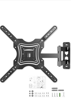 Full Motion TV Wall Mount Bracket Black Adjustable Lever 66 lbs Capacity