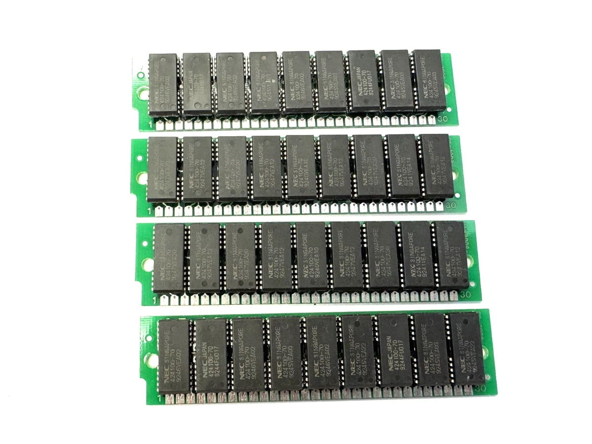 4 x 1 Mo 30 broches 2 puces 70ns FPM SIMM mémoire RAM 4 Mo