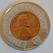 1954-D Wheat Penny 1c Encased Lucky Cent Keep Me And Never Go Broke