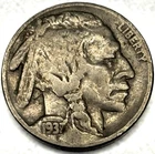 1937-P Buffalo 🦬 Indian Head Nickel 5c Vg Very Good - 1117