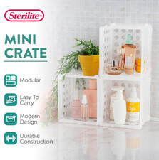 Sterilite Mini Crate Stackable clear Storage Bin Organizer w/ Handles, 12 Pack