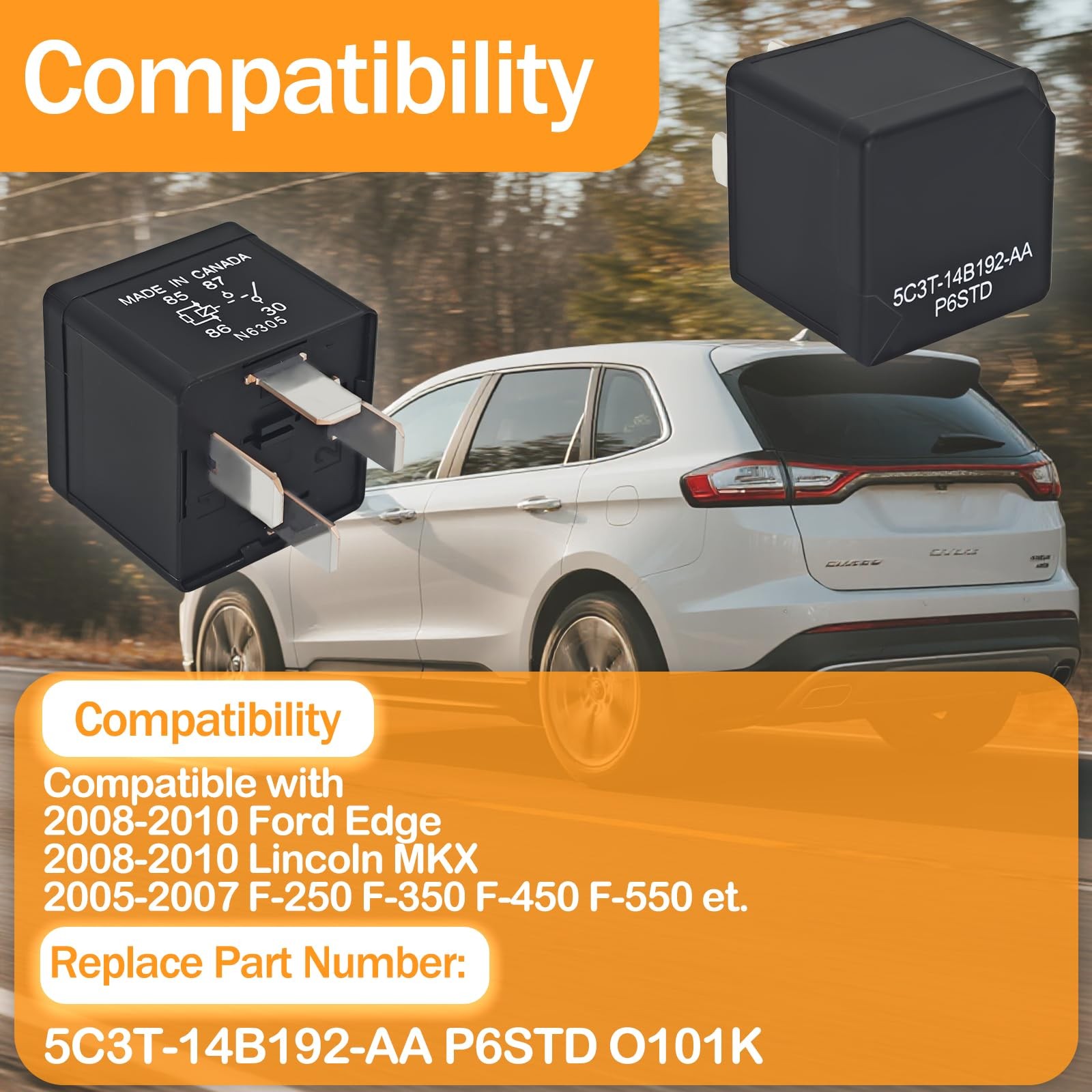 5C3T-14B192-AA P6STD Automotive Power Relay (Pack of 2) – 12V 40A 4-Pin SPNO ...