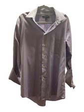 Pin Striped Lavender 100 Cotton Pronto Uomo Non Iron 17 32/33 Button Up Shirt