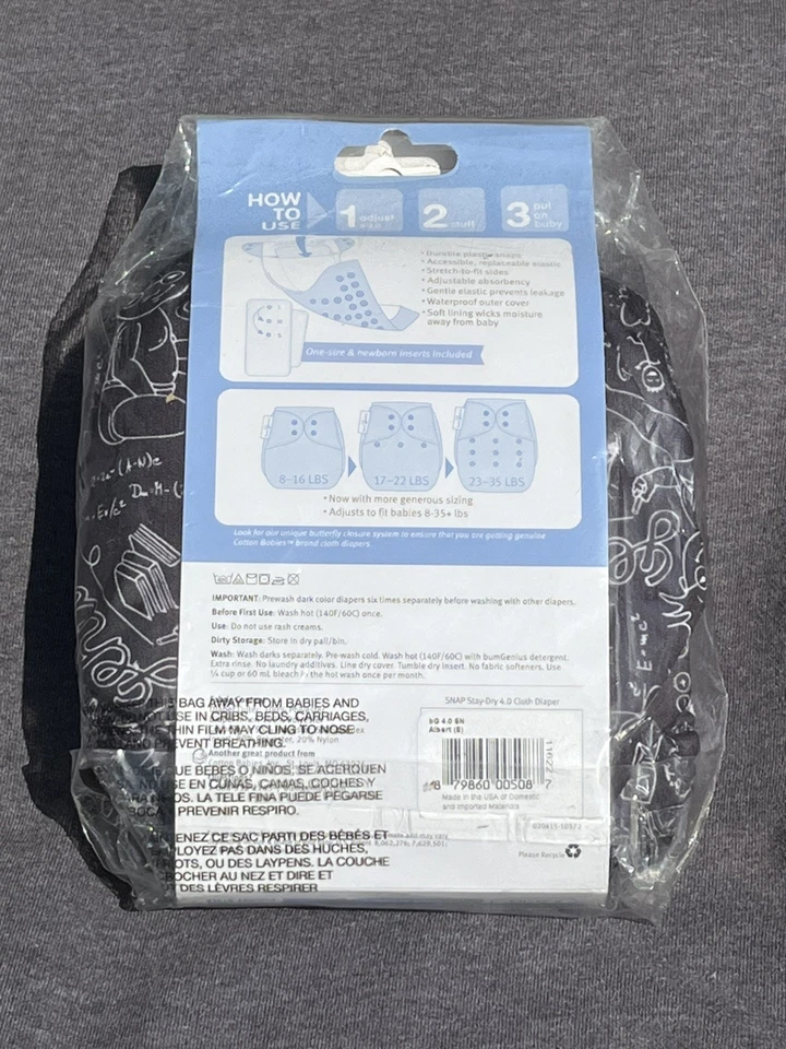 Bumgenius 4.0 Stay Dry Pocket Diaper Artist Albert New Cloth CD Sealed Black - Image 2 of 3