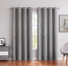 Faux Suede Window Curtain Panel 63 Inch Long with Grommet Top Window Treatmen...