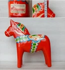 XL 10 Dala Horse Olsson Akta Dalahemslojd Orange Red Carved Wood Swedish w/Tag