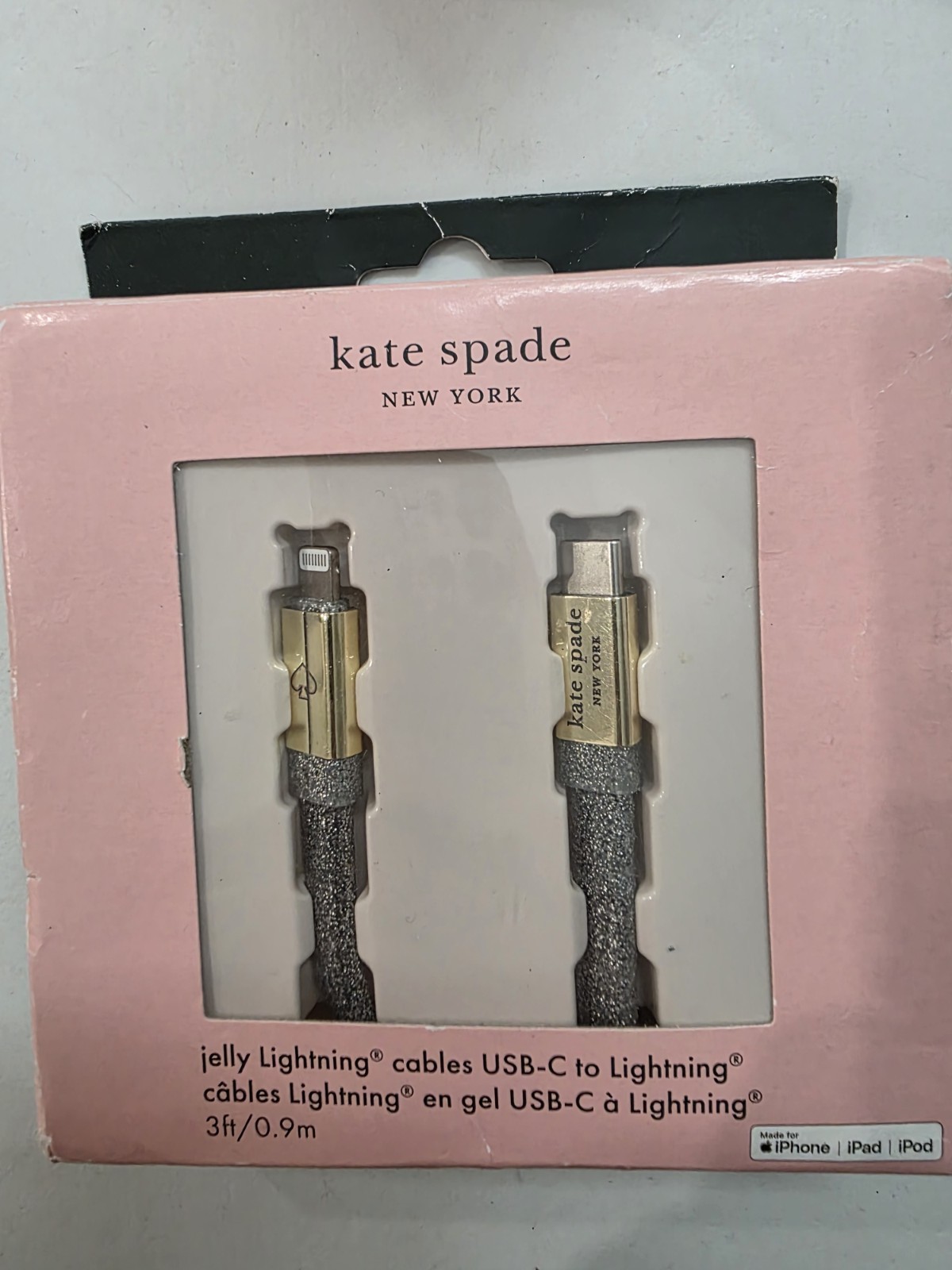 Genuine Kate Spade New York 3ft USB-C Jelly Cable - Silver &