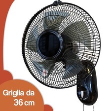 Ventilatore da Muro 36cm 3 Velocità 65W Oscillante Parete Salvaspazio Silenzioso