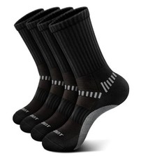 Boys Socks Cushioned Compression Athletic Crew Socks Medium 4 4pairs-black7843