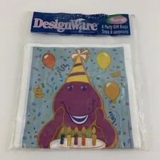 Barney Happy Birthday Gift Party Loot Bags Set of 8 2000 Vintage DesignWare