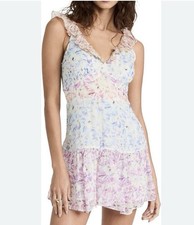 loveshackfancy sheer mini dress colorblock floral fancy seneca size 6