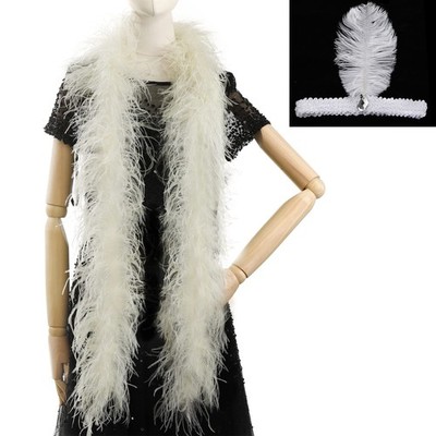 Beige Ostrich Feather Boas 2 Yards 3ply Long Boas Party DIY Clothing Decor