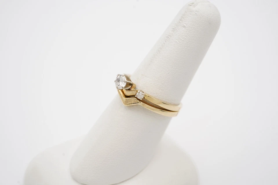 Women 14K Yellow Gold 2 Piece Matched Set Diamond Ring. Engagement. Size 7 - Image 4 of 4