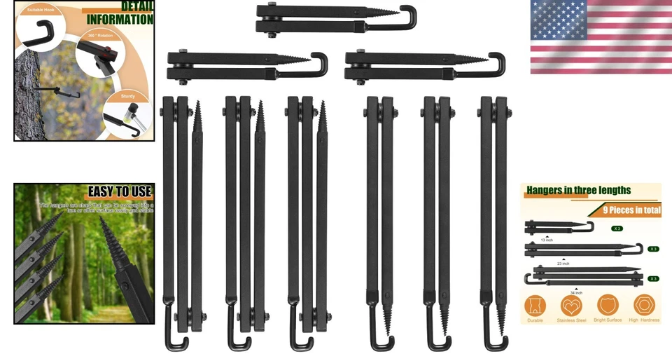 Juego de colgador de arco negro premium - Accesorios de soporte de árbol de fácil instalación para cazadores Foto 2 de 4